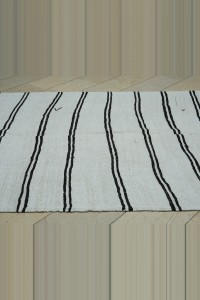 6.5x11Dark Brown Stripe White Organic Hemp Rug 192,326 - Turkish Hemp Rug $i