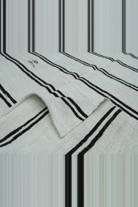 6.5x11Dark Brown Stripe White Organic Hemp Rug 192,326 - Turkish Hemp Rug $i