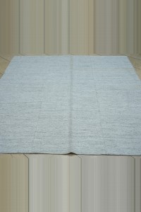 6.5x6.5 Square Ivory Colors Cotton Rug 195,205 - Grey Turkish Rug $i