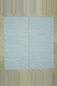 Grey Turkish Rug 6.5x6.5 Square Ivory Colors Cotton Rug 195,205
