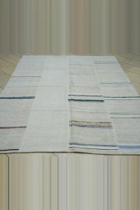 6.5x8 Blue And Beige Modern Hemp Kilim Rug 190,258 - Turkish Hemp Rug $i