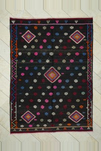 6.5x9 Embroidered Goat Hair Kilim Rug. 198,276 - Goat Hair Rug $i