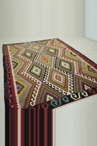 6.5x9 Green Old Turkish Manisa Kula Kilim Rug. 197,272 - Turkish Kilim Rug  $i