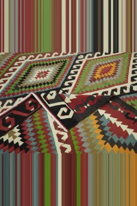 6.5x9 Green Old Turkish Manisa Kula Kilim Rug. 197,272 - Turkish Kilim Rug  $i