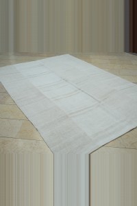 6.5x9 Modern Stripe Hemp Kilim Rug 194,278 - Turkish Hemp Rug $i