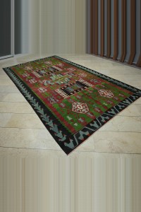 6.6x12 Large Colorful Old Turkish Kilim Rug 202,358 - Turkish Kilim Rug $i