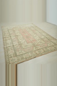 6.6x9 Wool Vintage Turkish Carpet Rug. 196,266 - Oushak Rug $i