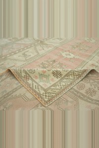 6.6x9 Wool Vintage Turkish Carpet Rug. 196,266 - Oushak Rug $i