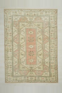 6.6x9 Wool Vintage Turkish Carpet Rug. 196,266 - Oushak Rug $i