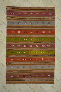 Turkish Kilim Rug 6x10 Minimalist Decor Old Denizli Kilim Rug 187,295