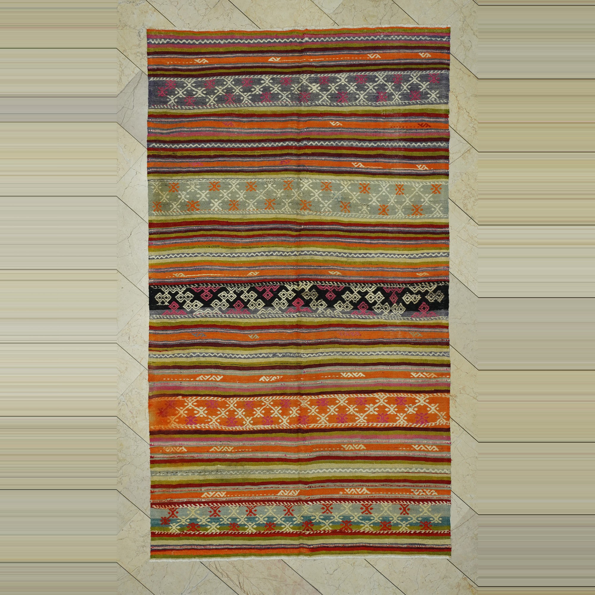 6x10 Minimalist Decor Stripe Kilim Rug 168,300 - Turkish Kilim Rug