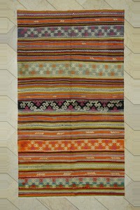 Turkish Kilim Rug 6x10 Minimalist Decor Stripe Kilim Rug 168,300