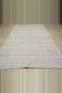 6x11.5 Pink And Blue Scandinavian Style Rag Rug 186,350 - Grey Turkish Rug  $i