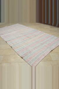 6x11.5 Pink And Blue Scandinavian Style Rag Rug 186,350 - Grey Turkish Rug  $i