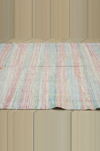 6x11.5 Pink And Blue Scandinavian Style Rag Rug 186,350 - Grey Turkish Rug  $i