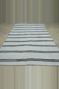 6x11 Dark Brown And White Hemp Kilim Rug 183,327 - Turkish Hemp Rug $i