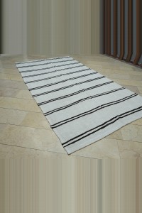 6x11 Dark Brown And White Hemp Kilim Rug 183,327 - Turkish Hemp Rug $i