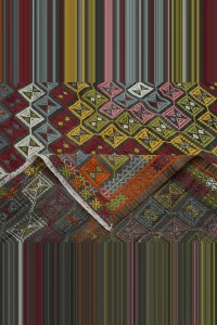 6x11 Old Embroidered Turkish Cicim Kilim Rug 184,332 - Turkish Kilim Rug $i