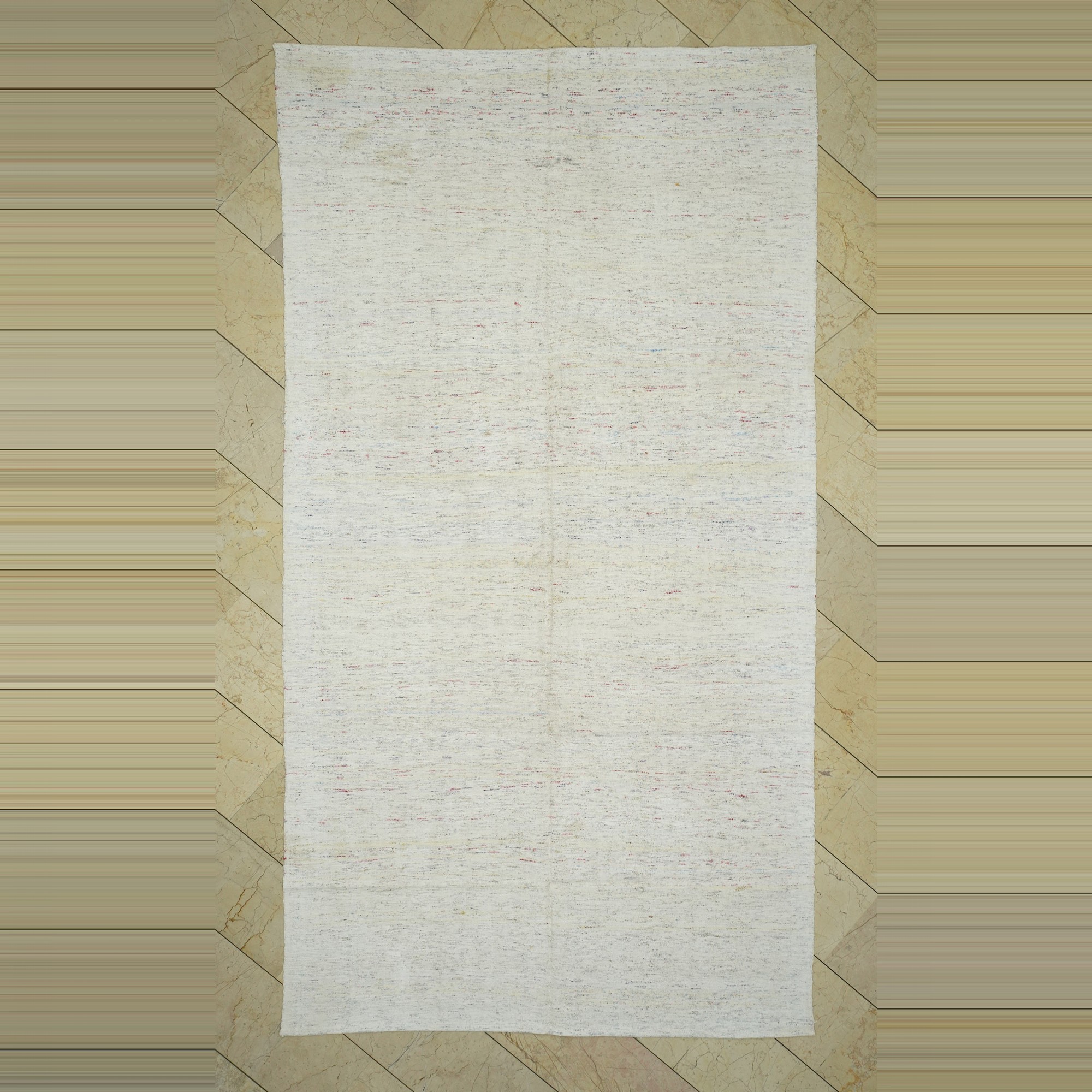 6x11 Small Red Stripe White Turkish Rag Rug 180,340 - Grey Turkish Rug