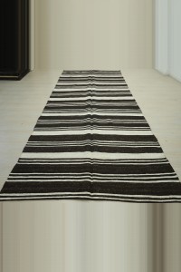 6x12 Brown White Stripe Hemp Kilim Rug 165,375 - Turkish Hemp Rug $i
