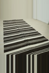 6x12 Brown White Stripe Hemp Kilim Rug 165,375 - Turkish Hemp Rug $i