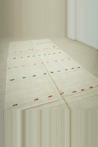 6x13 Embroidered Cream Hemp Kilim Rug 178,406 - Turkish Hemp Rug $i