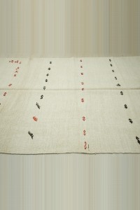 6x13 Embroidered Cream Hemp Kilim Rug 178,406 - Turkish Hemp Rug $i