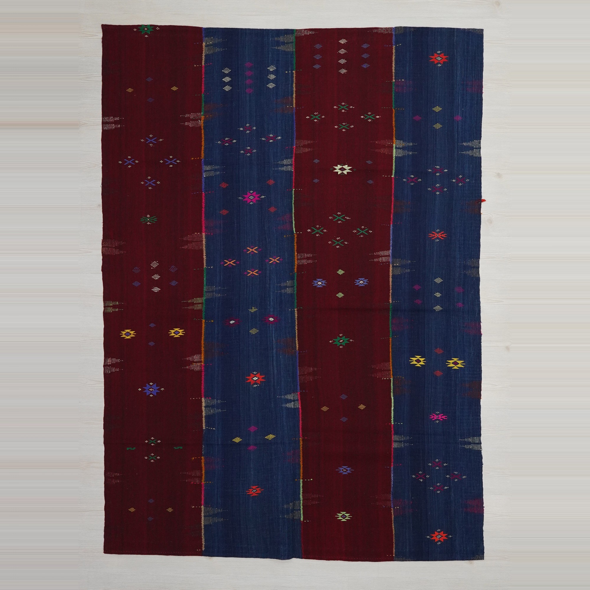 6x8 Van Perde Blue Red Kilim Rug 174,243 - Turkish Kilim Rug