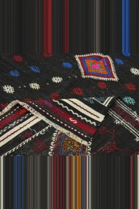 6x9.5 Embroidered Black Goat Hair Kilim Rug 192,291 - Goat Hair Rug $i