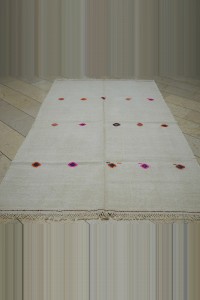 6x9 Embroidered Cream Hemp Kilim Rug 170,280 - Turkish Hemp Rug $i