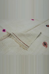 6x9 Embroidered Cream Hemp Kilim Rug 170,280 - Turkish Hemp Rug $i