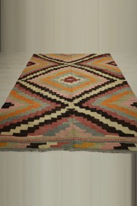 6x9 Old Flat Weave Eskisehir Kilim Rug 186,265 - Turkish Kilim Rug  $i