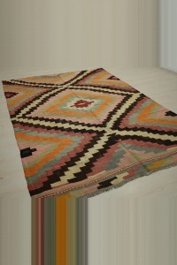 6x9 Old Flat Weave Eskisehir Kilim Rug 186,265 - Turkish Kilim Rug  $i