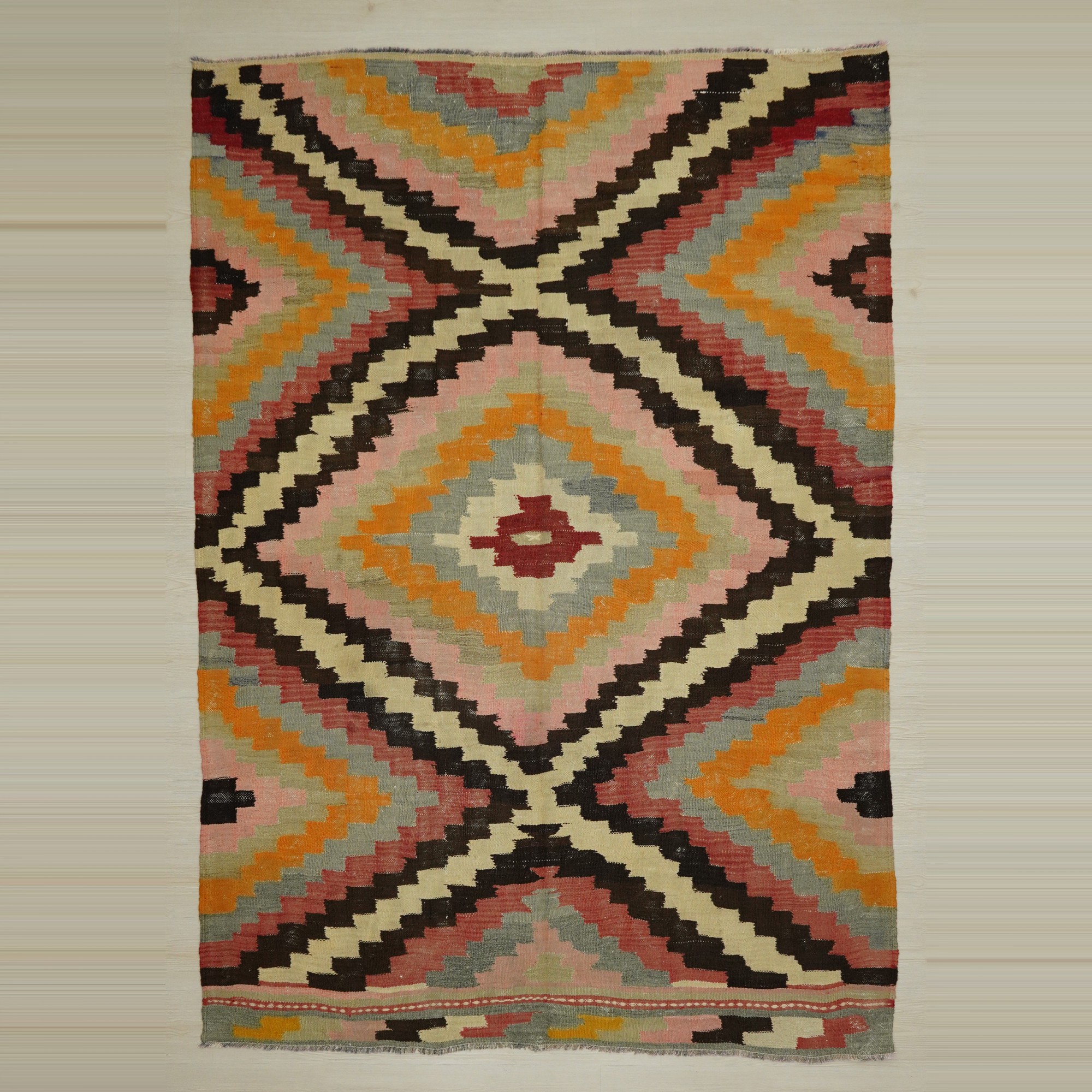 6x9 Old Flat Weave Eskisehir Kilim Rug 186,265 - Turkish Kilim Rug