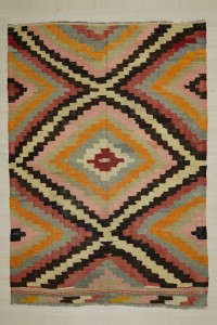 Turkish Kilim Rug 6x9 Old Flat Weave Eskisehir Kilim Rug 186,265
