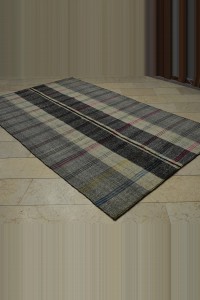 6x9 Primitive Striped Kilim Rug 172,283 - Grey Turkish Rug $i
