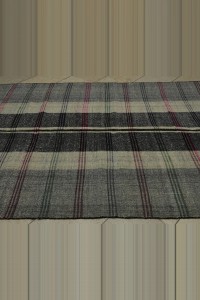 6x9 Primitive Striped Kilim Rug 172,283 - Grey Turkish Rug $i