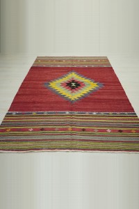6x9 Red And Yellow Manisa Kula Kilim Rug. 164,263 - Turkish Kilim Rug  $i