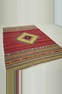 6x9 Red And Yellow Manisa Kula Kilim Rug. 164,263 - Turkish Kilim Rug  $i