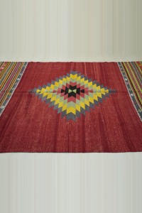6x9 Red And Yellow Manisa Kula Kilim Rug. 164,263 - Turkish Kilim Rug  $i