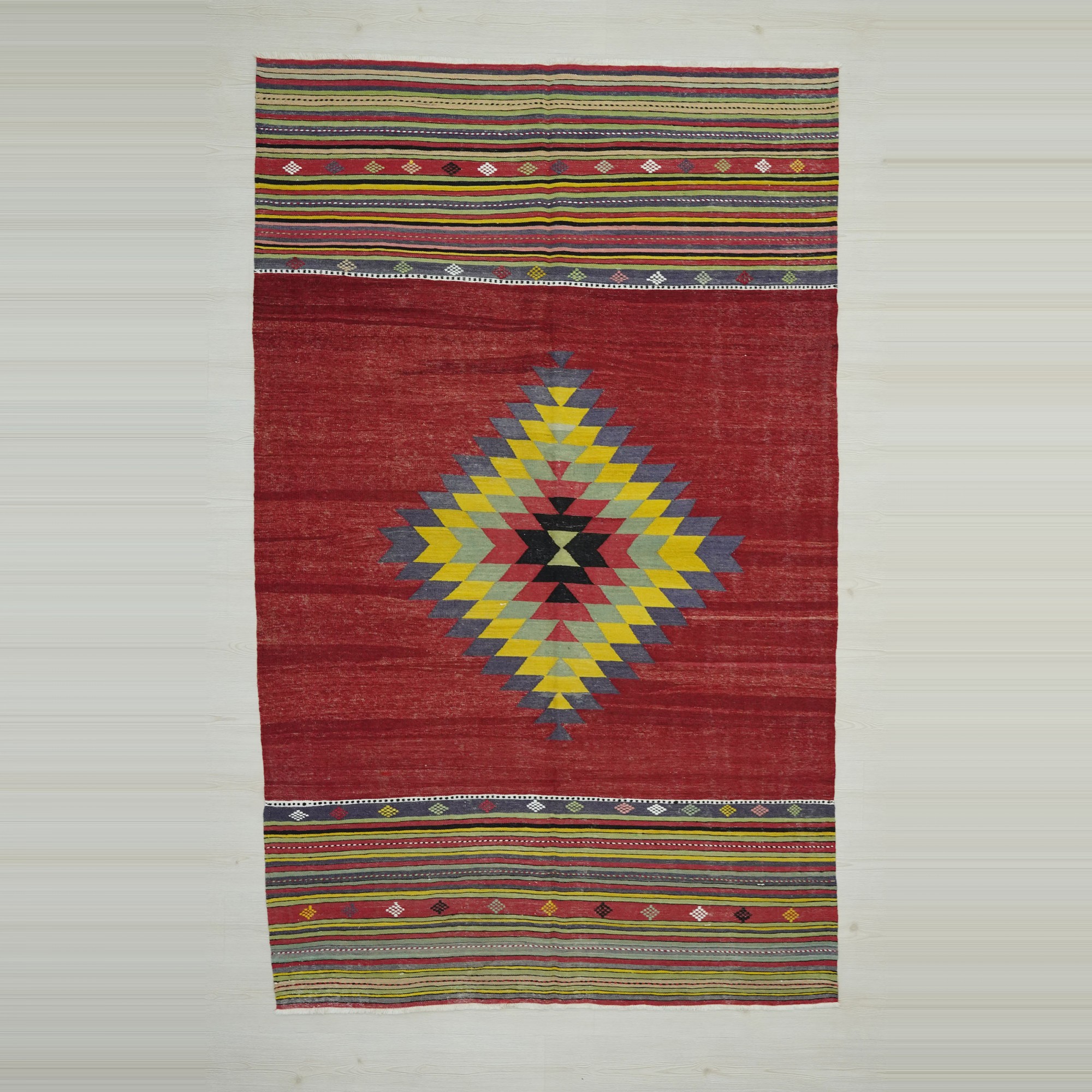 6x9 Red And Yellow Manisa Kula Kilim Rug. 164,263 - Turkish Kilim Rug