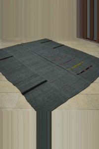 7.5x9 Overdye Gray Hemp Kilim Rug 230,266 - Turkish Hemp Rug $i