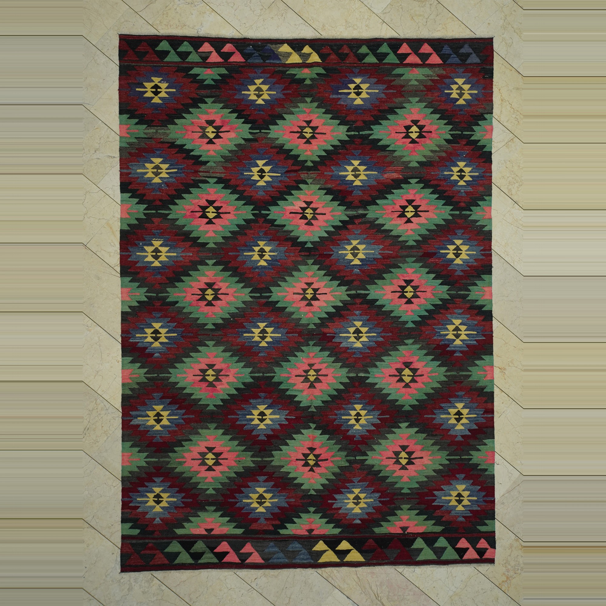 7x10 Large Old Turkish Kilim Rug. 217,316 - Turkish Kilim Rug