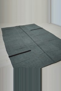 7x10 Overdye Gray Hemp Kilim Rug 200,302 - Turkish Hemp Rug $i