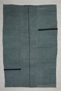 Turkish Hemp Rug 7x10 Overdye Gray Hemp Kilim Rug 200,302