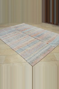 7x10 Stripe Scandinavian Style Turkish Rag Rug 210,300 - Grey Turkish Rug  $i