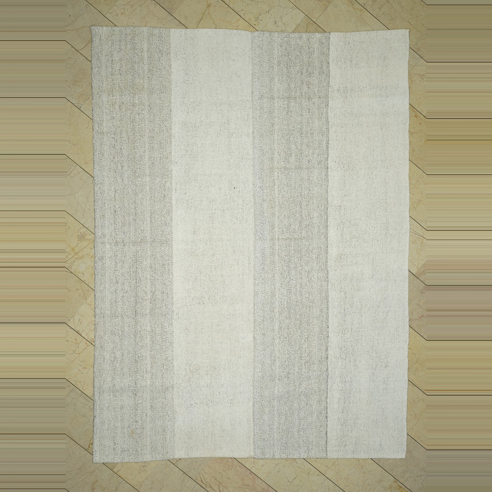 7x10 White And Gray Flat Weave Kilim Rug 226,310 - Grey Turkish Rug