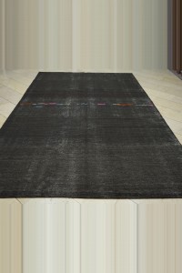 7x11.5 Plain Dark Brown Natural Goat Hair Woven Rug 220,350 - Goat Hair Rug $i