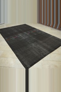 7x11.5 Plain Dark Brown Natural Goat Hair Woven Rug 220,350 - Goat Hair Rug $i