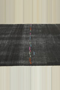 7x11.5 Plain Dark Brown Natural Goat Hair Woven Rug 220,350 - Goat Hair Rug $i